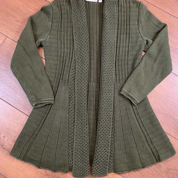 EUC Notations Size Small Green Open Front Long Sweater Cardigan! - Picture 1 of 9